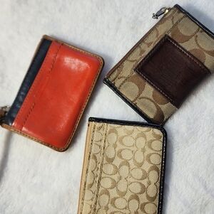 Coach Signature Canvas Card Case Wallet/Pouch/wrislet Rehab Bundle (3)